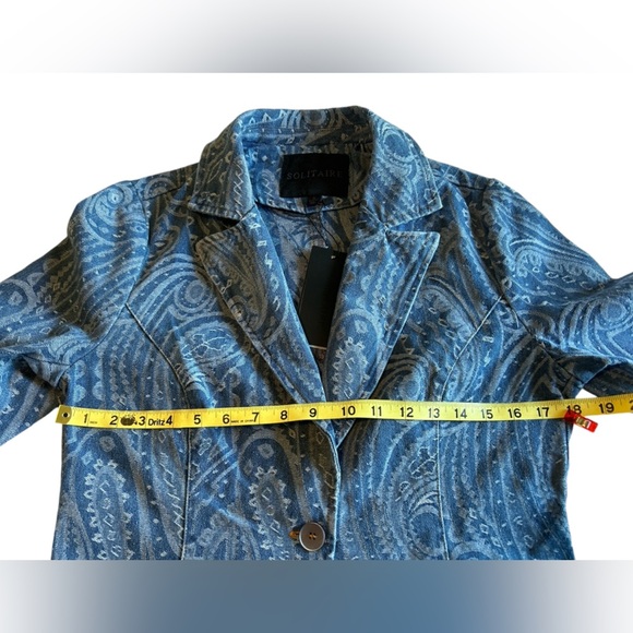 Solitaire NWT paisley denim blazer with front button size S - Picture 5 of 8